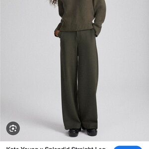 Olive Green Kate Young x Splendid straight leg pant